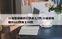 31省新增确诊17例本土3例:31省新增确诊103例本土88例